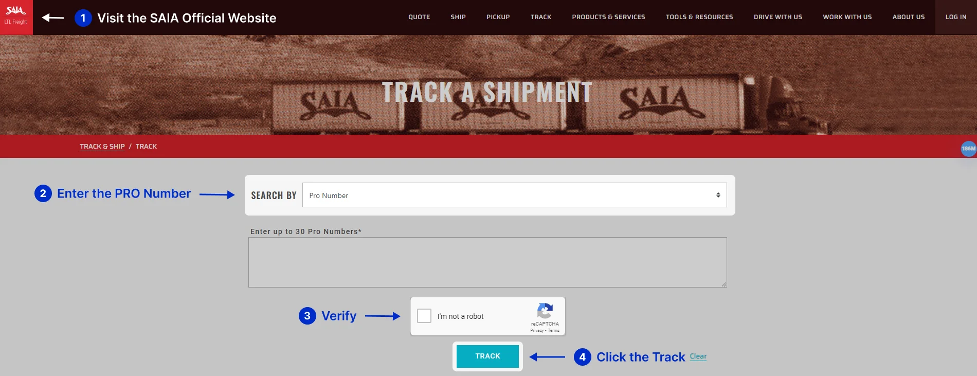 Track SAIA Packages via their Official Website